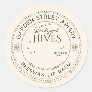 Jardin ruches Beeswax Lip Balm Étiquette