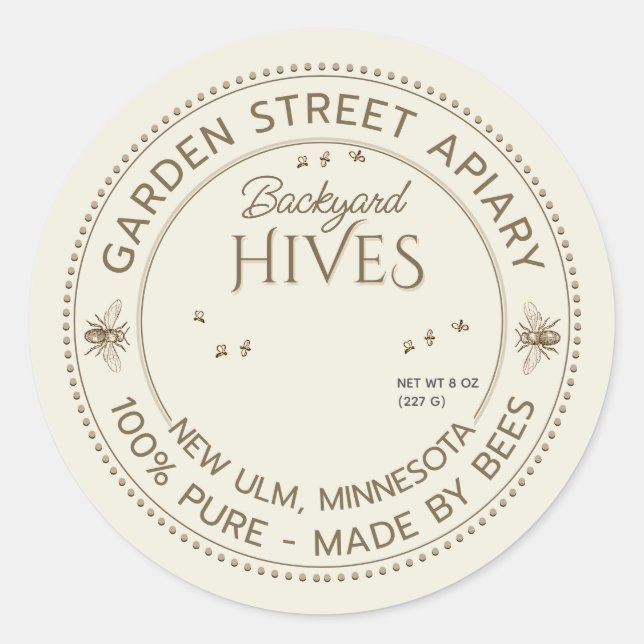 Jardin ruches Étiquette produit apiculteur Apiary (Devant)