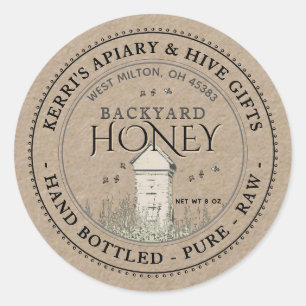 Jardin ruches Miel Étiquette main embouteillée Raw