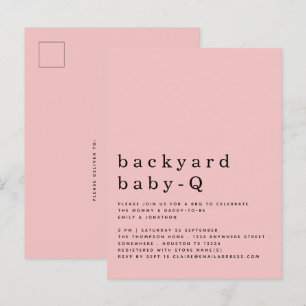 Jardin simple bébé Q BBQ douche rose Invitation