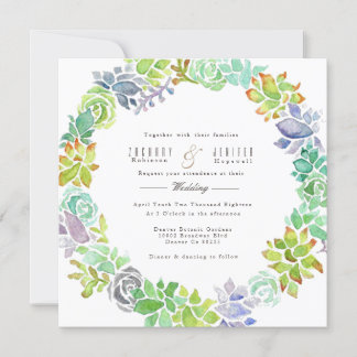 Jardin Succulent | Invitation de mariage aquarelle