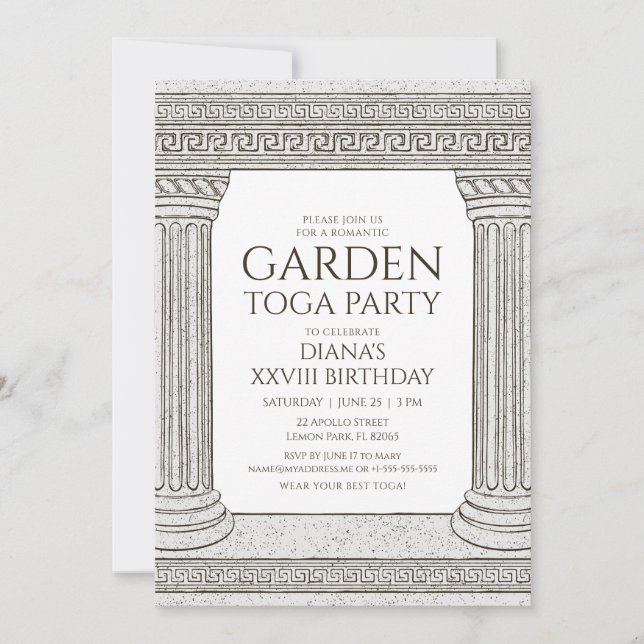 Jardin Toga Anniversaire Fête Invitation avec colo (Devant)