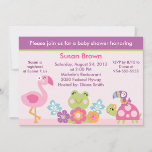 Jardin tropical / Animaux Baby shower Invitation