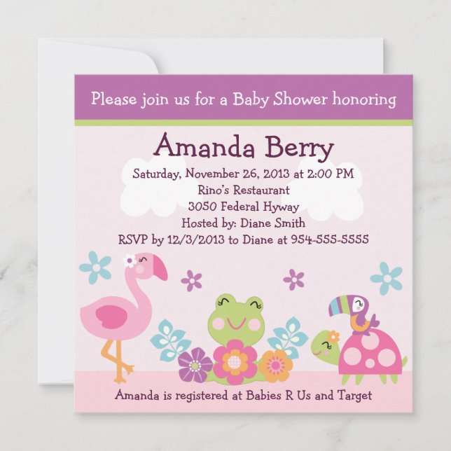 Jardin tropical / Animaux Baby shower Invitation (Devant)