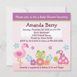Jardin tropical / Animaux Baby shower Invitation