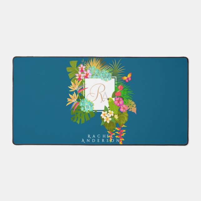 Jardin tropical Monogramme bleu océan (Recto)