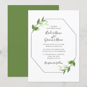 Jardin verdoyant Feuilles Cadre Mariage Invitation