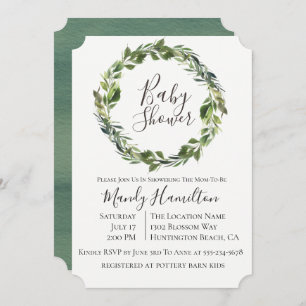 Jardin verdure Baby shower de couronne Invitation