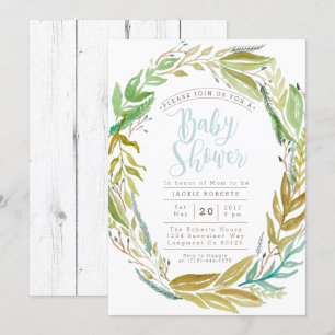 Jardin vert   Invitation Baby shower aquarelle