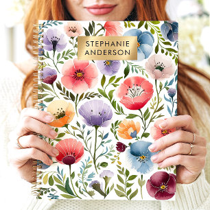 Jardin Vibrant Fleur Florale Aquarelle Nom Personn
