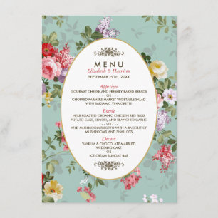 Jardin vintage Floral Botanique Mariage Menu