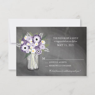 Jardin violet Chalkboard Mason Jar Floral RSVP