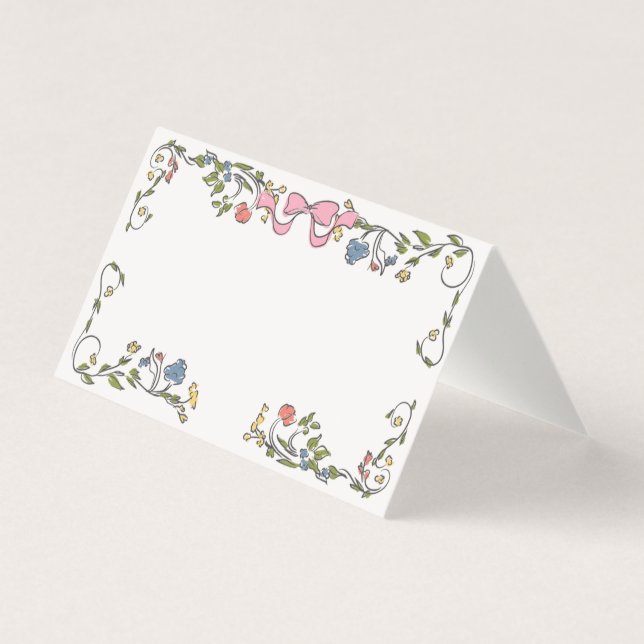 Jardin Whimsical Doodle Floral Place Card (Front)