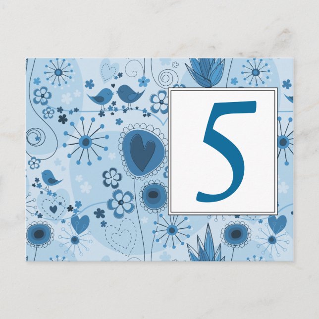 Jardin Whimsical en bleu Numéro de table Carte pos (Devant)