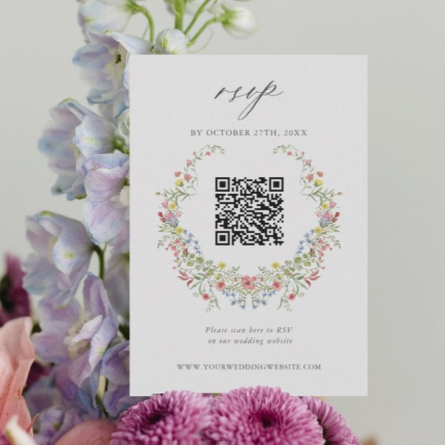 Jardin Whimsical Floral Mariage QR Code carte RSVP (Créateur téléchargé)