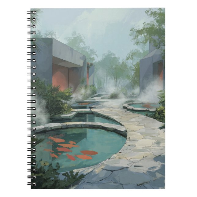 Jardin Zen Spa Koi Pond Pathway Carnet d'art (Devant)