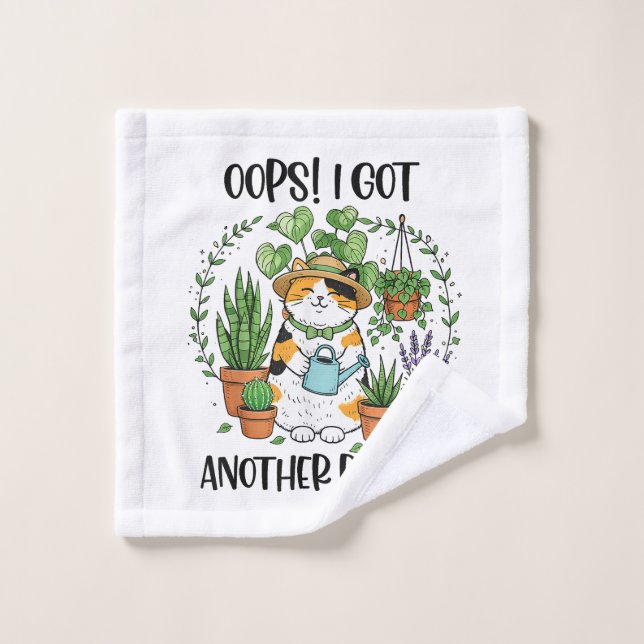 Jardinage Plantation Chat Oups J'ai Encore Une Pla (Gant de toilette)