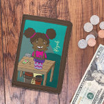 Jardiner Portefeuille Africain Américain<br><div class="desc">Un joli porte-monnaie d'enfant avec une fille afro-américaine heureuse regardant ses semis pousser. Personnalisez-le avec un nom. Fait un grand cadeau aux enfants pour leur apprendre à gérer leur argent. © ArianeC Illustrations-Tous droits réservés</div>
