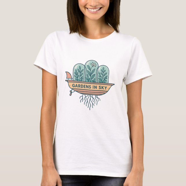 Jardins Dans Planter De Nuages De Ciel T-Shirt (Devant)