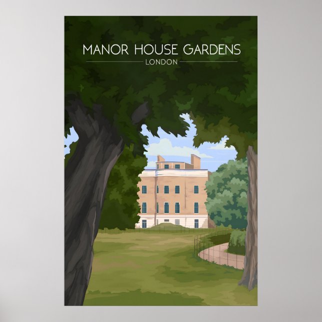 Jardins du Manoir Londres Affiche de Voyage (Devant)