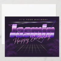 Jasmin Nom Prénom lilas carte rétro anniversaire