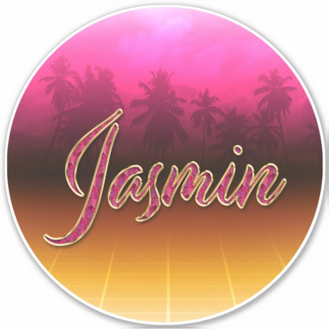 Jasmin Prénom Golden Pink Autocollants (Devant)