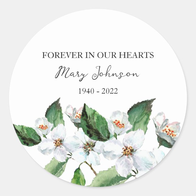 Jasmine Memorial Funeral Classic Round Sticker (Devant)