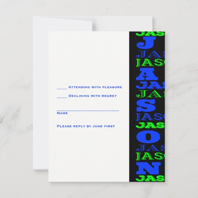 JASONCool Moderne Bar Mitzvah Invitation Black Blu (Devant)