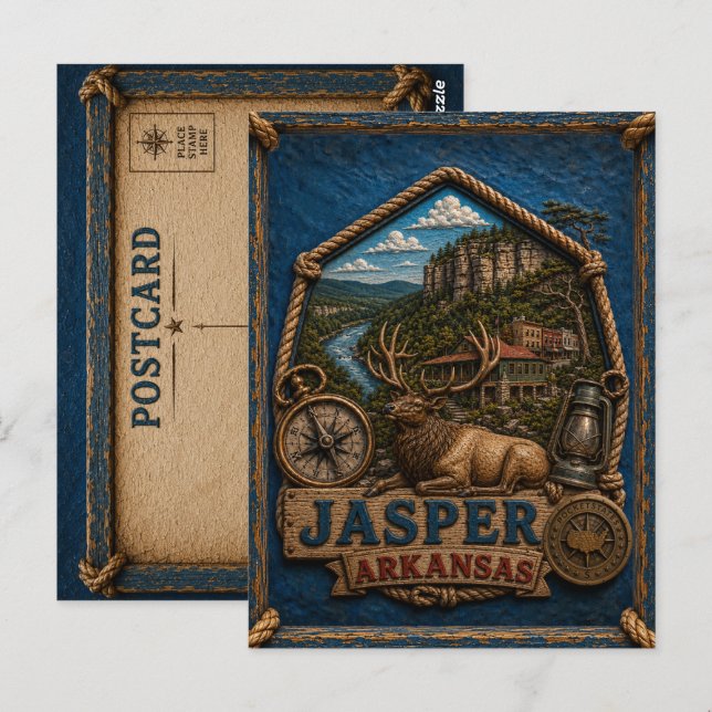 Jasper Arkansas Carte Postale Voyage Vintage (Devant / Derrière)