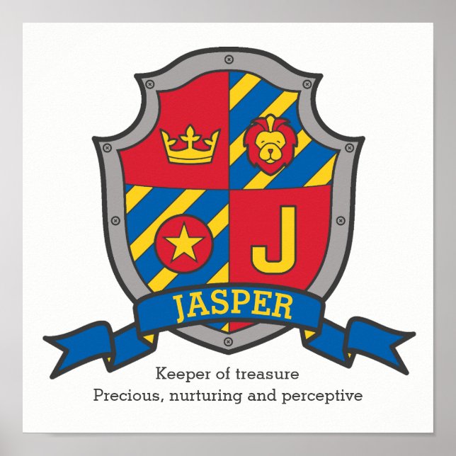 Jasper boys J nom signifiant affiche rouge bleu (Devant)