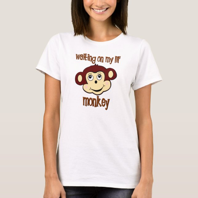 J'attends mon t-shirt de maternité de singe (Devant)
