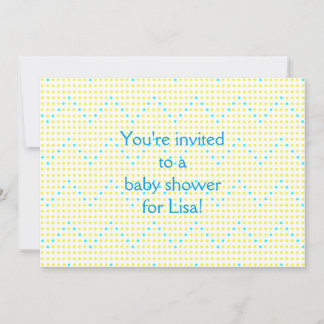 Jaune Aqua Chevron Dots Baby Shower Invitations