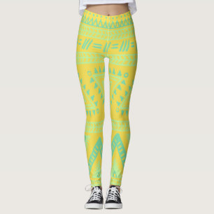Jaune Aqua Leggings Motifs tribaux
