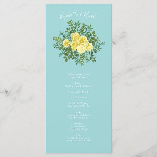 Jaune Aqua Programmes de mariage Turquoise Rose (Devant)