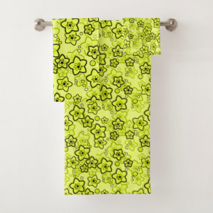 Jaune avec motif floral néon brillant noir