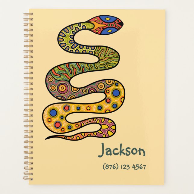 Jaune Beurre avec Serpent à Motif Multicolore (Devant)