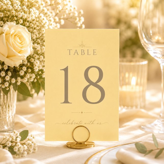 Jaune Beurre Moderne Chic Numéro de Table de Maria (Créateur téléchargé)