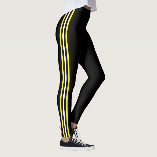 Jaune Blanc Side Leggings Noirs Votre couleur (Droite)