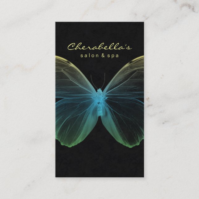Jaune bleu de papillon de spa de carte de visite (Devant)