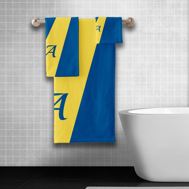 Jaune bleu moderne élégant chic monogrammé audacie (Créateur téléchargé)