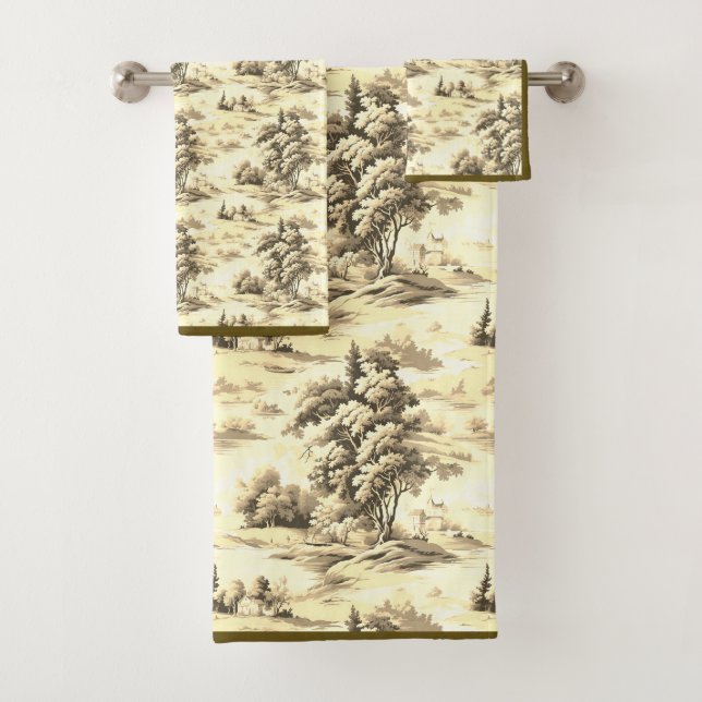 Jaune Brown Anglais Toile Serviette Ensemble (En situation)