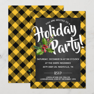 Jaune Buffalo Plaid Invitation de fête