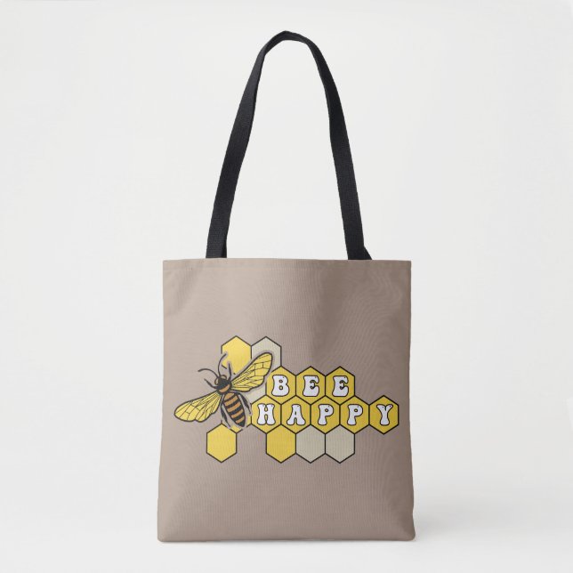 Jaune Bumble Bee Sac fourre-tout avec Honeycomb Mo (Devant)