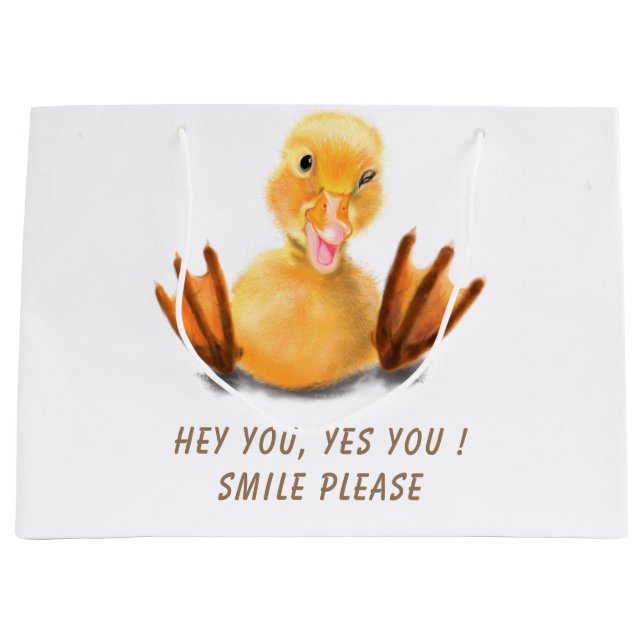 Jaune Canard Jouer Wink Sac Cadeau Joyeux Sourire (Devant)