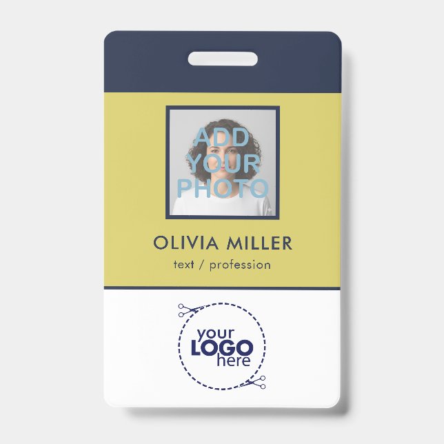 Jaune Chaud Douce - Badge ID Minimaliste (Avant)