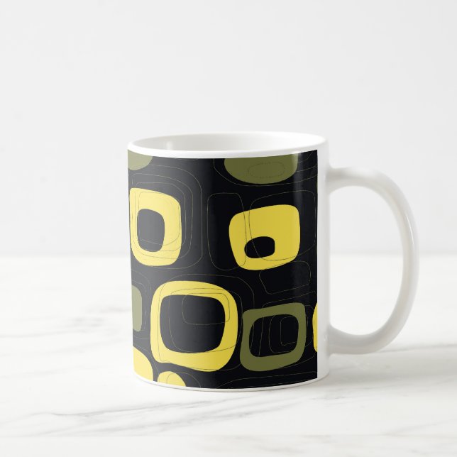 Jaune, Chaux, Mug d'art Abstrait noir rétro (Droite)