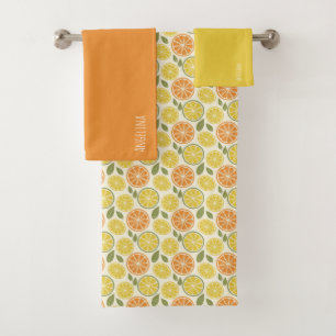 Jaune citron orange Motif nom blanc