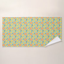 Jaune citron orange motif nom bleu