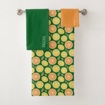 Jaune citron orange Motif nom vert