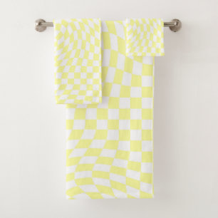 Jaune clair et blanc À damiers Motif déformé